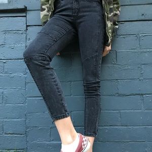Tight fitting black pants